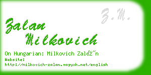 zalan milkovich business card
